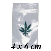 bustine con zip con foglia di canapa 4x6cm 100x